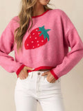 Strawberry Print Knit Sweater