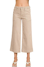 Plus Cropped Wide Leg Color Denim Pants