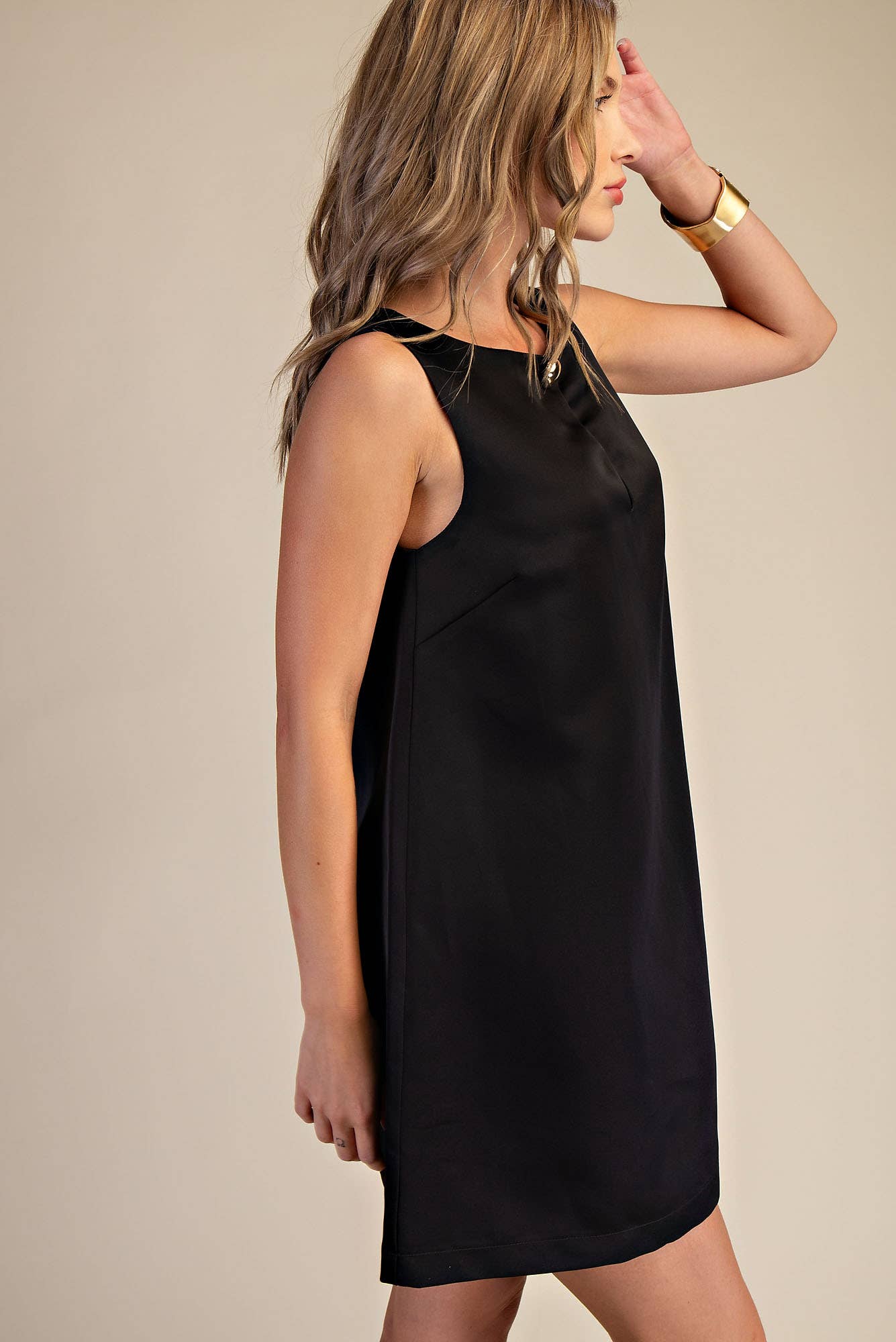Round Neck Shift Mini Dress