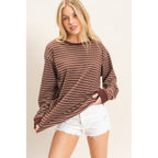 Striped Long Sleeve Crew Neck Top