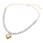 Floral Ceramic Ball Beaded Heart Pendant Necklace