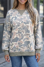 Retro Camouflage Print Womens Casual T Shirt S-3X