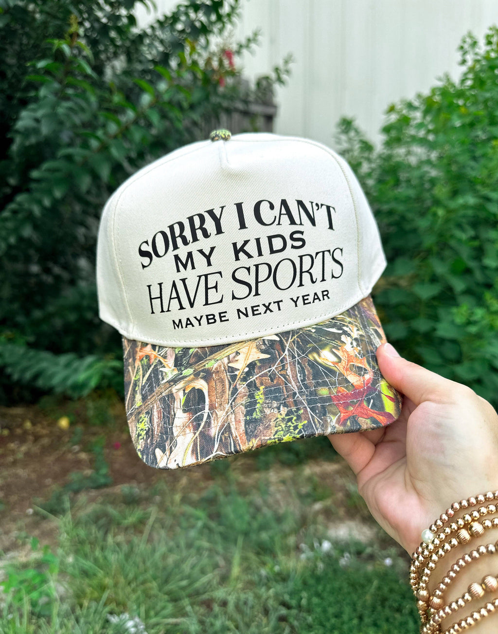 Sorry I Can't My Kids Have Sports Khaki/ Real Camo Canvas Trucker