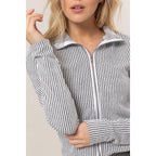 Striped Zip-Up Knit Top