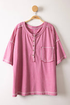 NT12336-Mineral Washed Oversized Comfy Knit Top