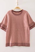 12W3712N-Soft Touch Contrast Rib Knit Top