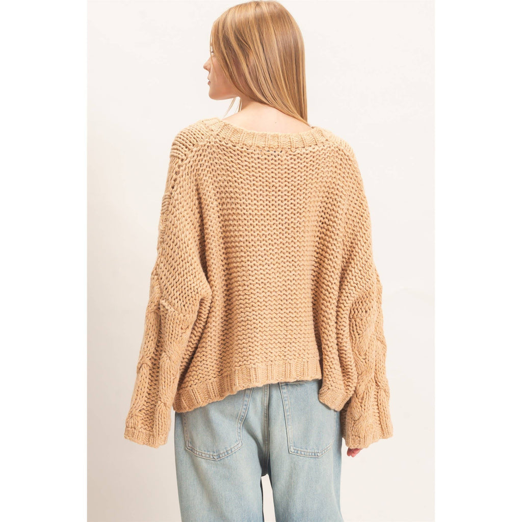 Cable Knit V-Neck Sweater