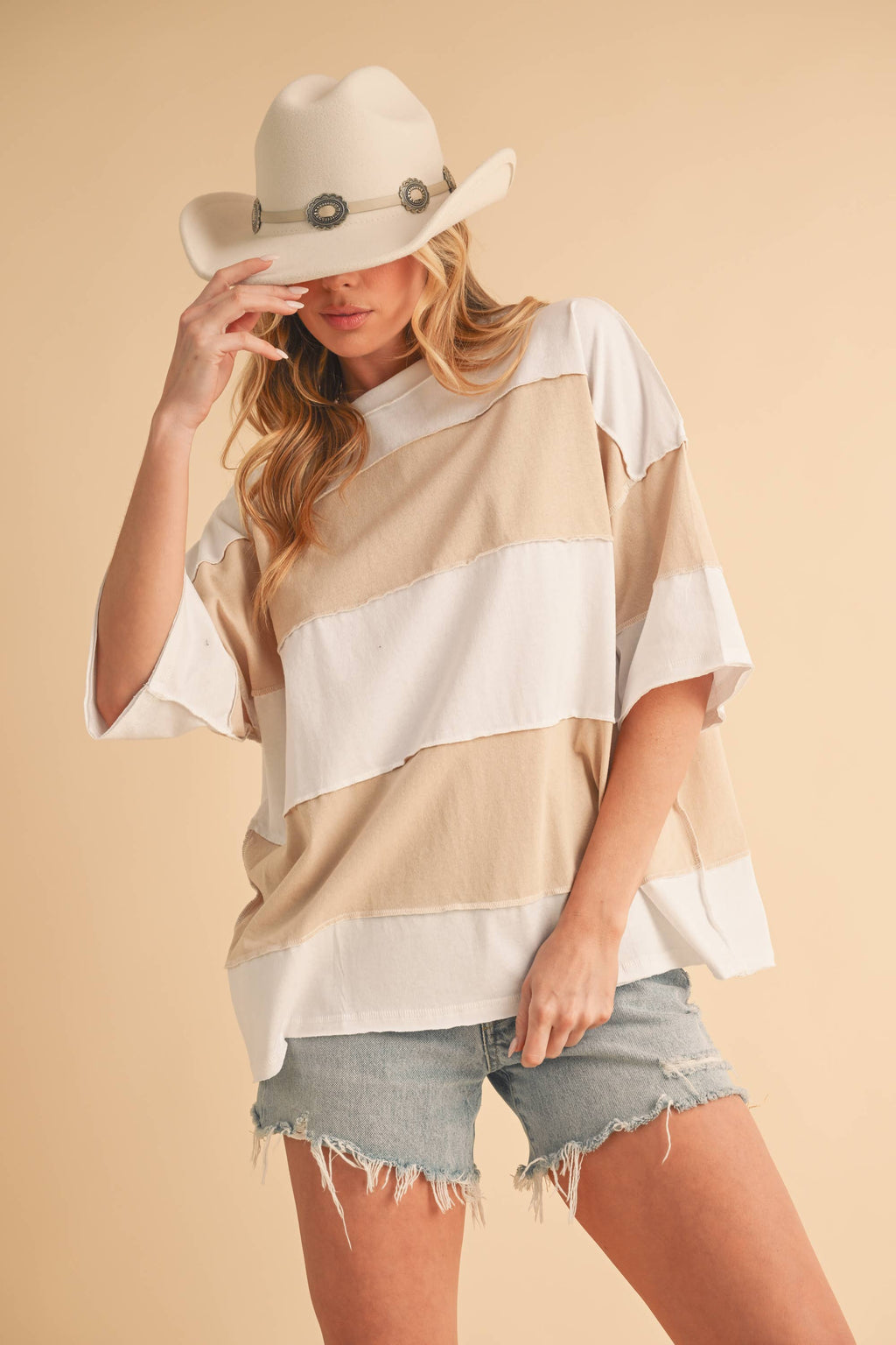 8417FN Polly Color Block Top