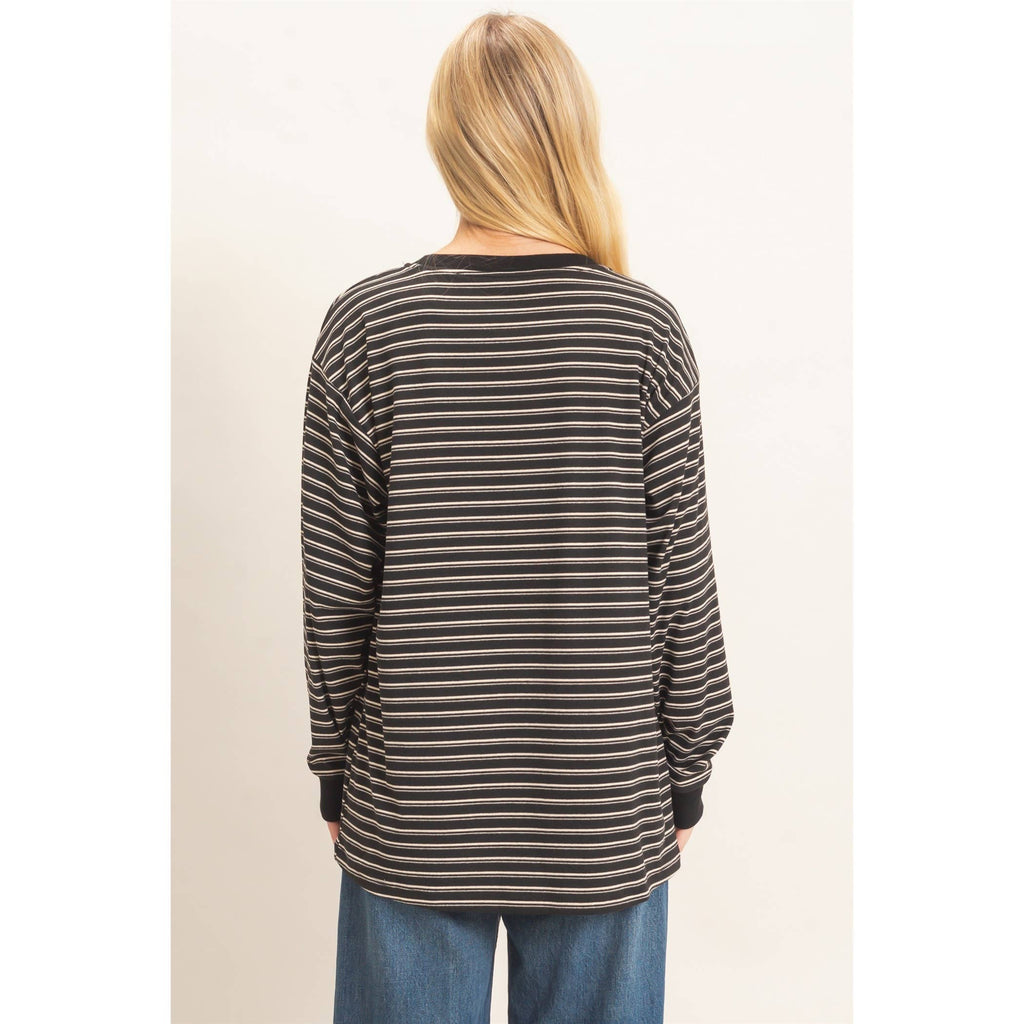 Striped Long Sleeve Crew Neck Top