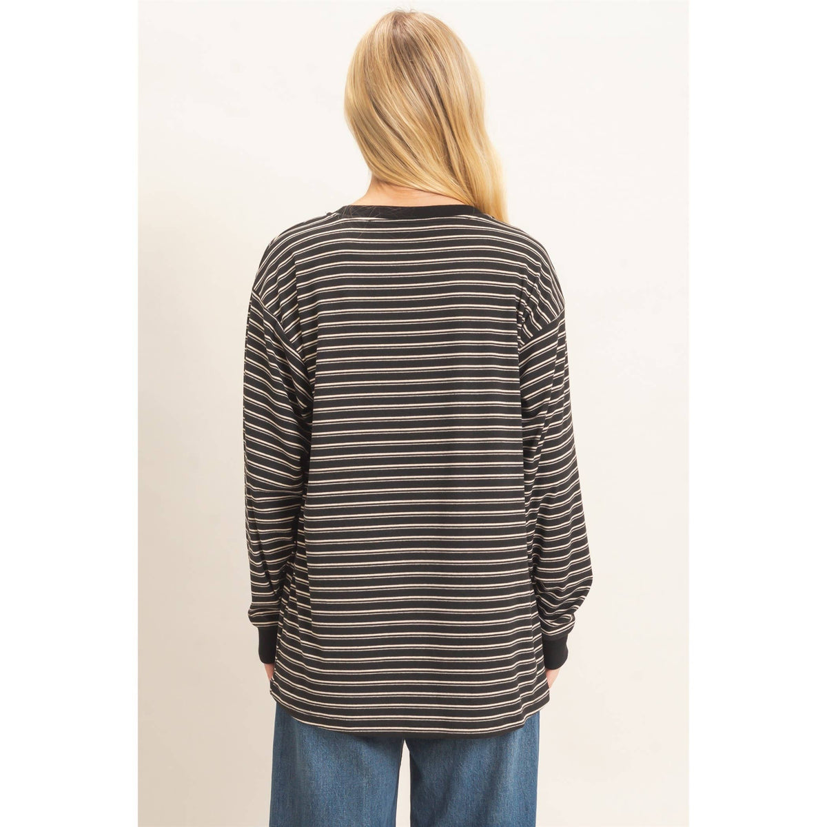 Striped Long Sleeve Crew Neck Top