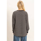Striped Long Sleeve Crew Neck Top