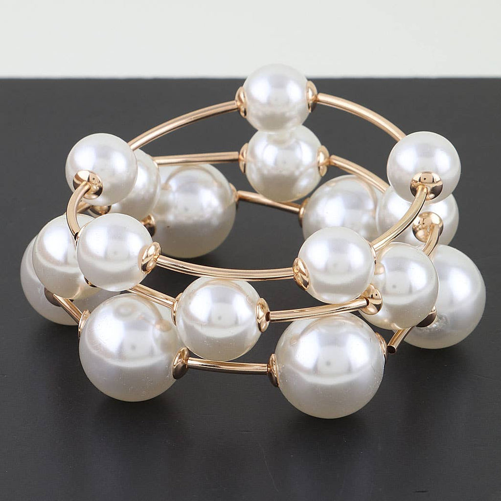 Classic Pearl Stone Beaded Tube Bracelet