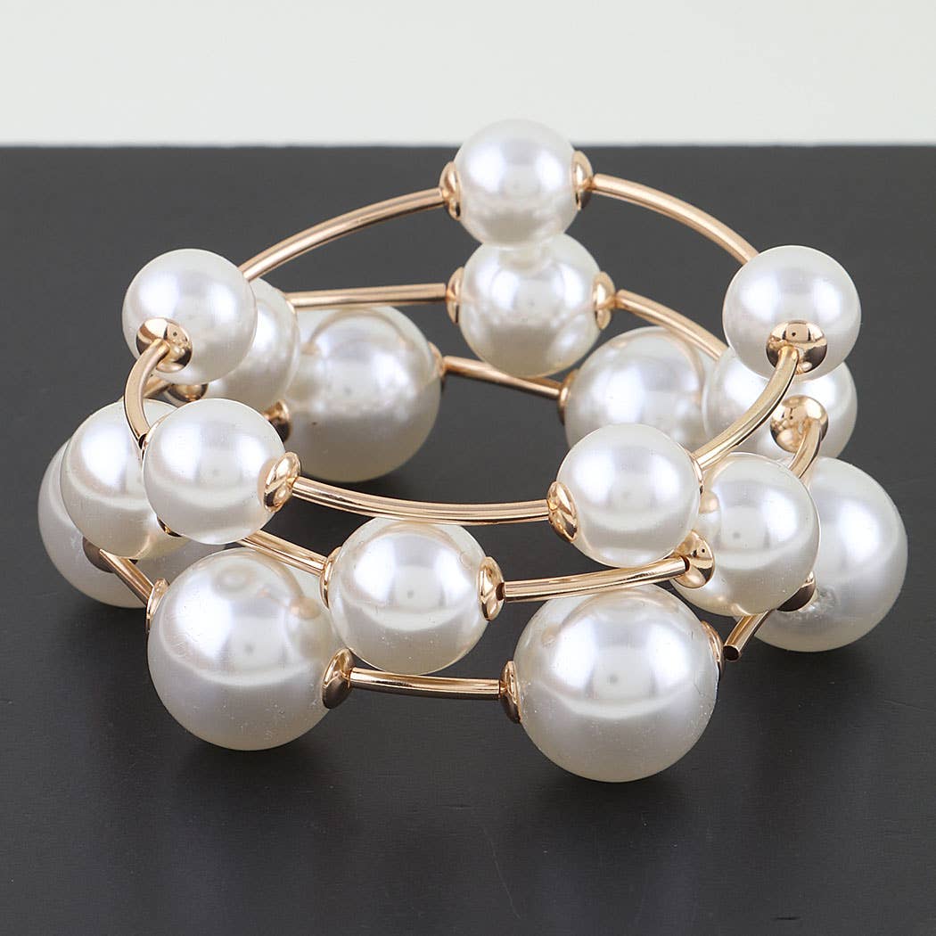Classic Pearl Stone Beaded Tube Bracelet