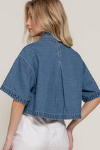 Short Sleeve Boxy Short Denim Jacket