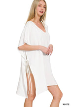 Woven Air Flow Tie Side Cover Up Dress