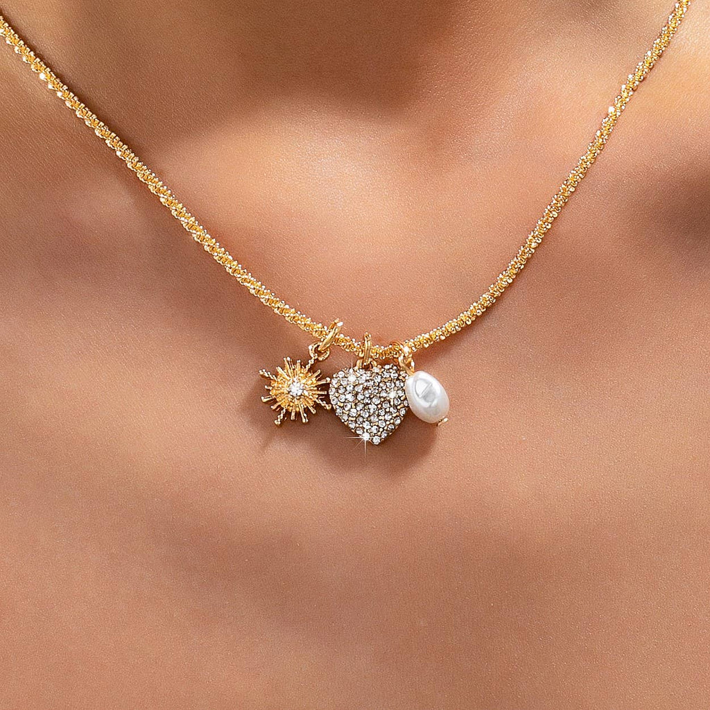 Celestial Heart & Pearl Charm Necklace | 80N93235