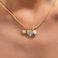 Celestial Heart & Pearl Charm Necklace | 80N93235