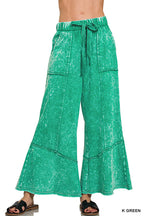`Acid Washed Flare Hem Pants With Pockets Zenana