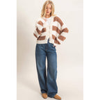 Striped V-Neck Sweater Cardigan