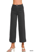 High Rise Wide Leg Pintuck Color Denim Pants