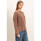 Mineral Wash Waffle Long Sleeve Top