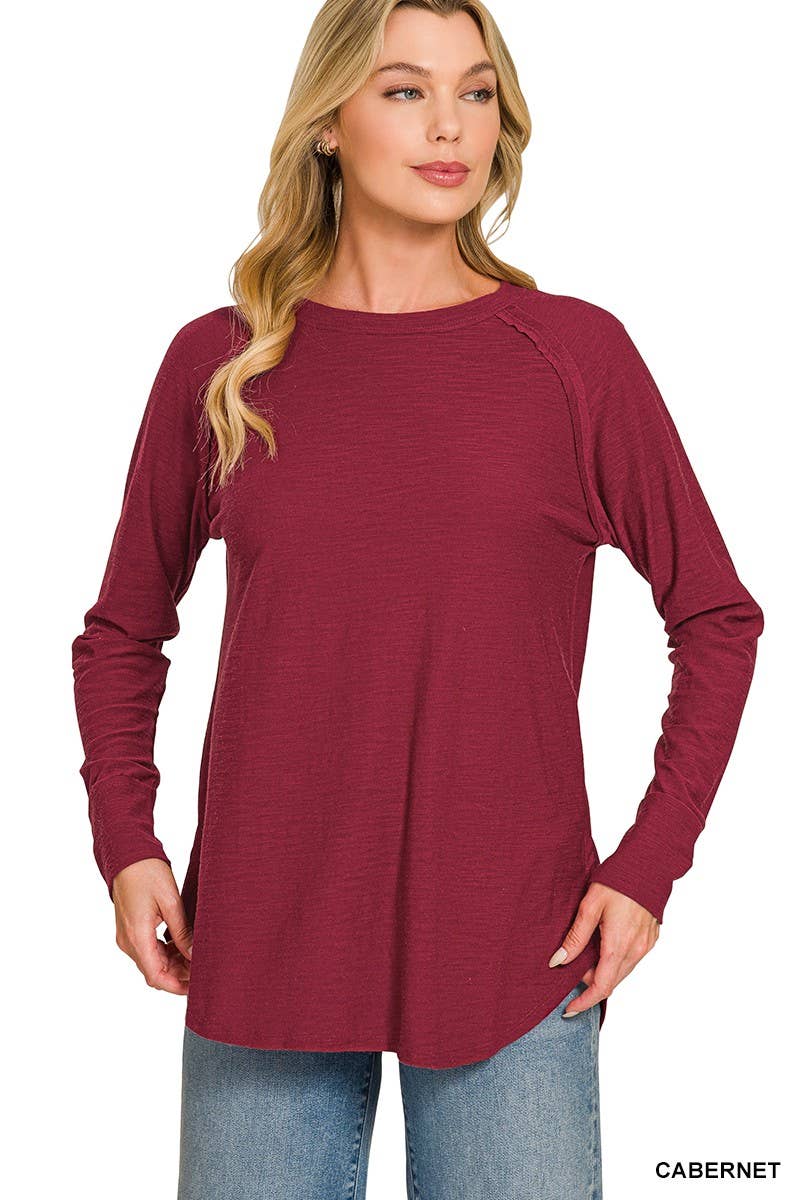 Cotton Slub Jersey Long Sleeve Tee Shirts