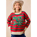 CHRISTMAS THEME STRIPE KNIT TOP