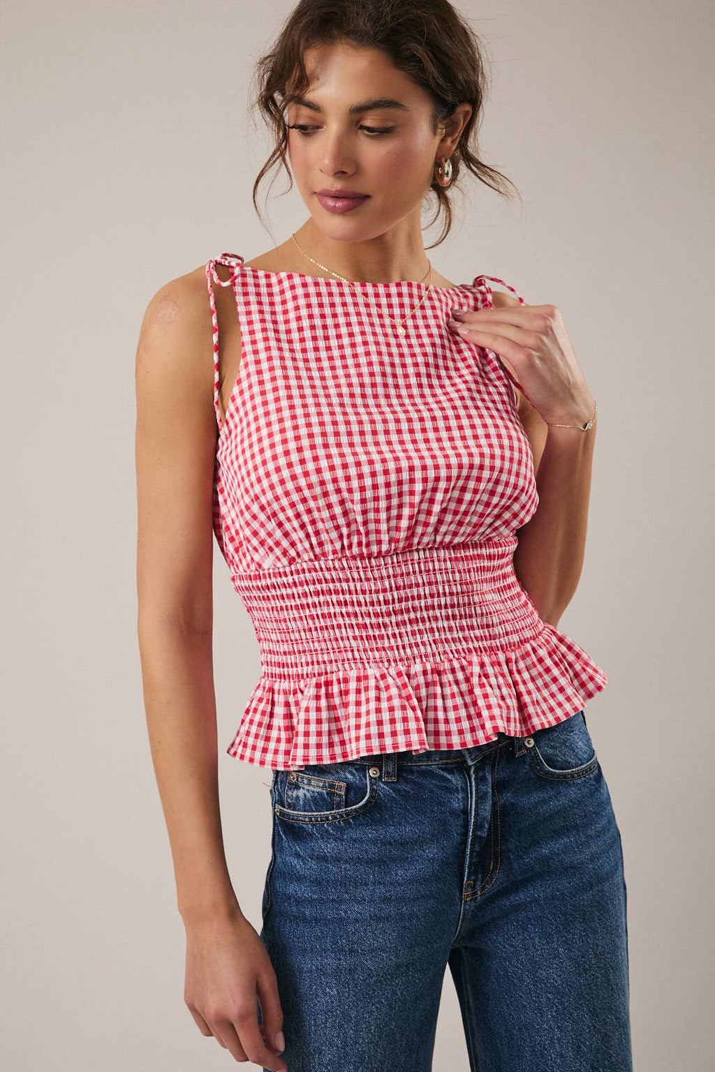 Strawberry Girl Gingham Top