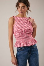 Strawberry Girl Gingham Top
