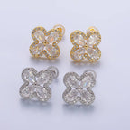 Dainty Gold Cubic Zirconia Clover Stud Earring