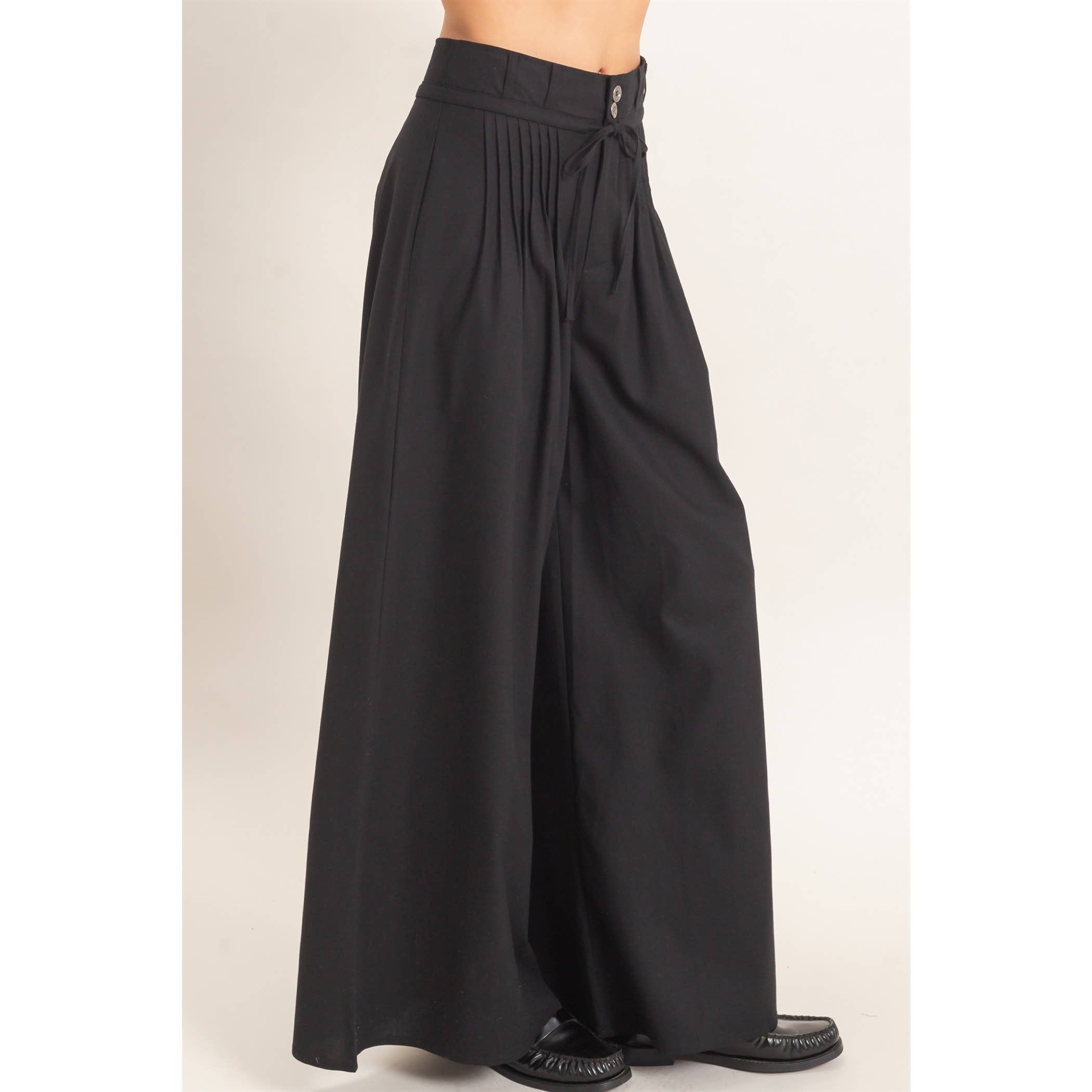 High-Waisted Pintuck Trousers