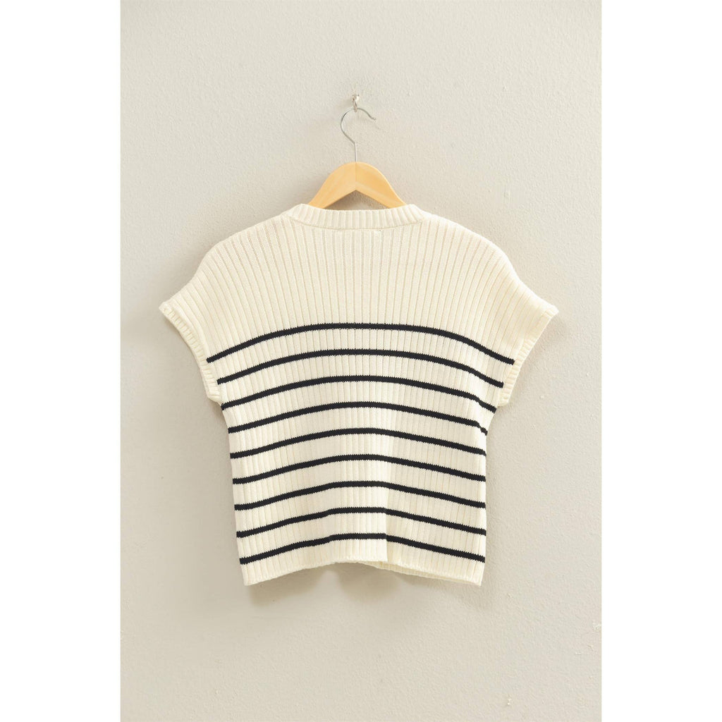 Sleeveless Ribbed Striped Knit Top