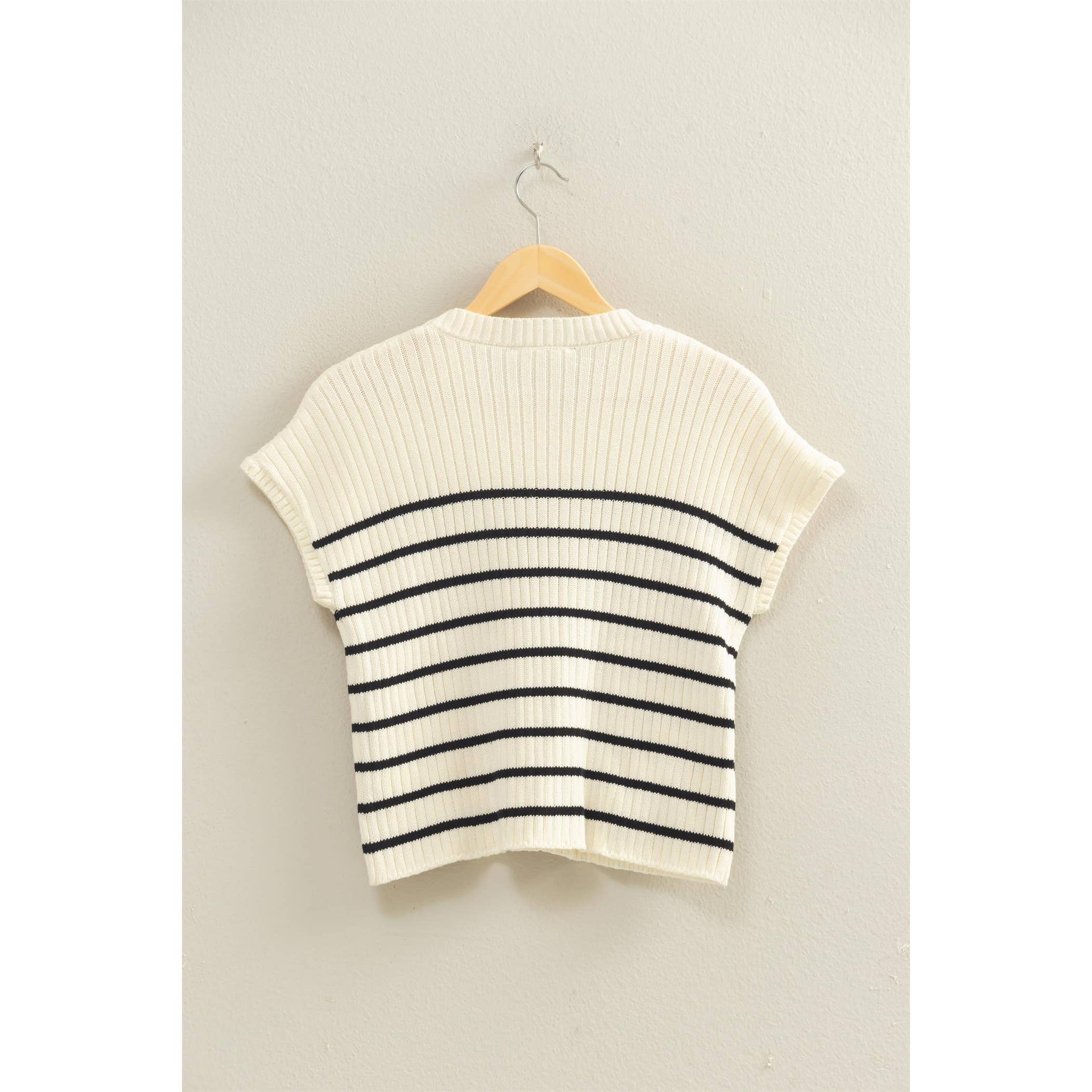Sleeveless Ribbed Striped Knit Top