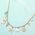 Starfish Anchor Teal Palm Tree Necklace