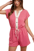 Striped Terry Button Down Romper