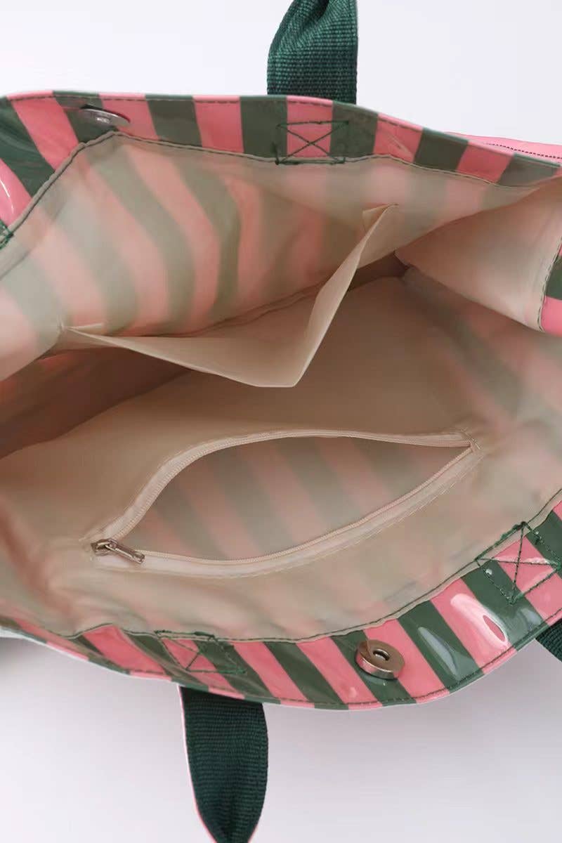 Striped Rectangular Shopper Tote Bag