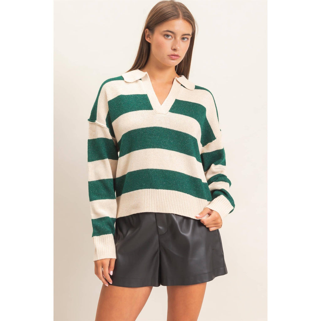 Rugby Stripe Polo Sweater