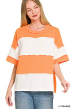 French Terry Color Block Exposed Seam Top