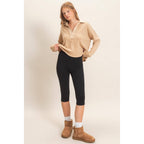 Ribbed Collared Pullover Top