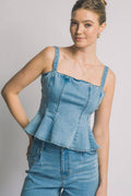 Denim Peplum Top