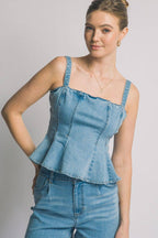 Denim Peplum Top