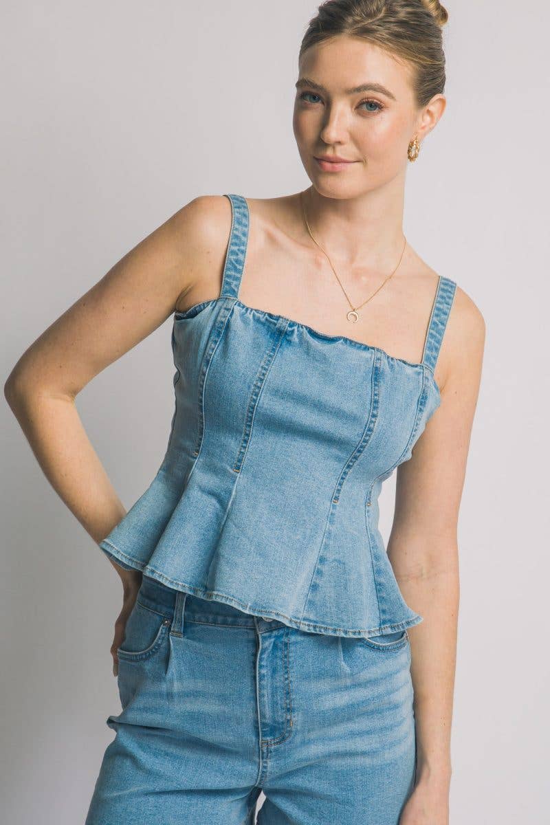 Denim Peplum Top