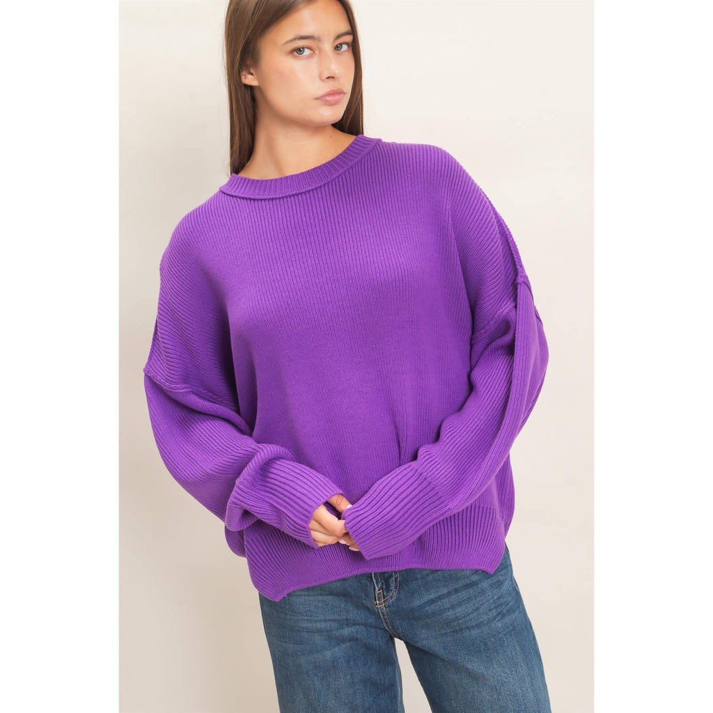Ribbed Crew Neck Sweater