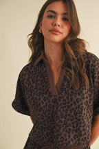 LEOPARD CROPPED SHORT SLEEVE + SHORTS SET