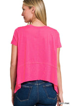 Shark Bite Side Slit Short Sleeve Top