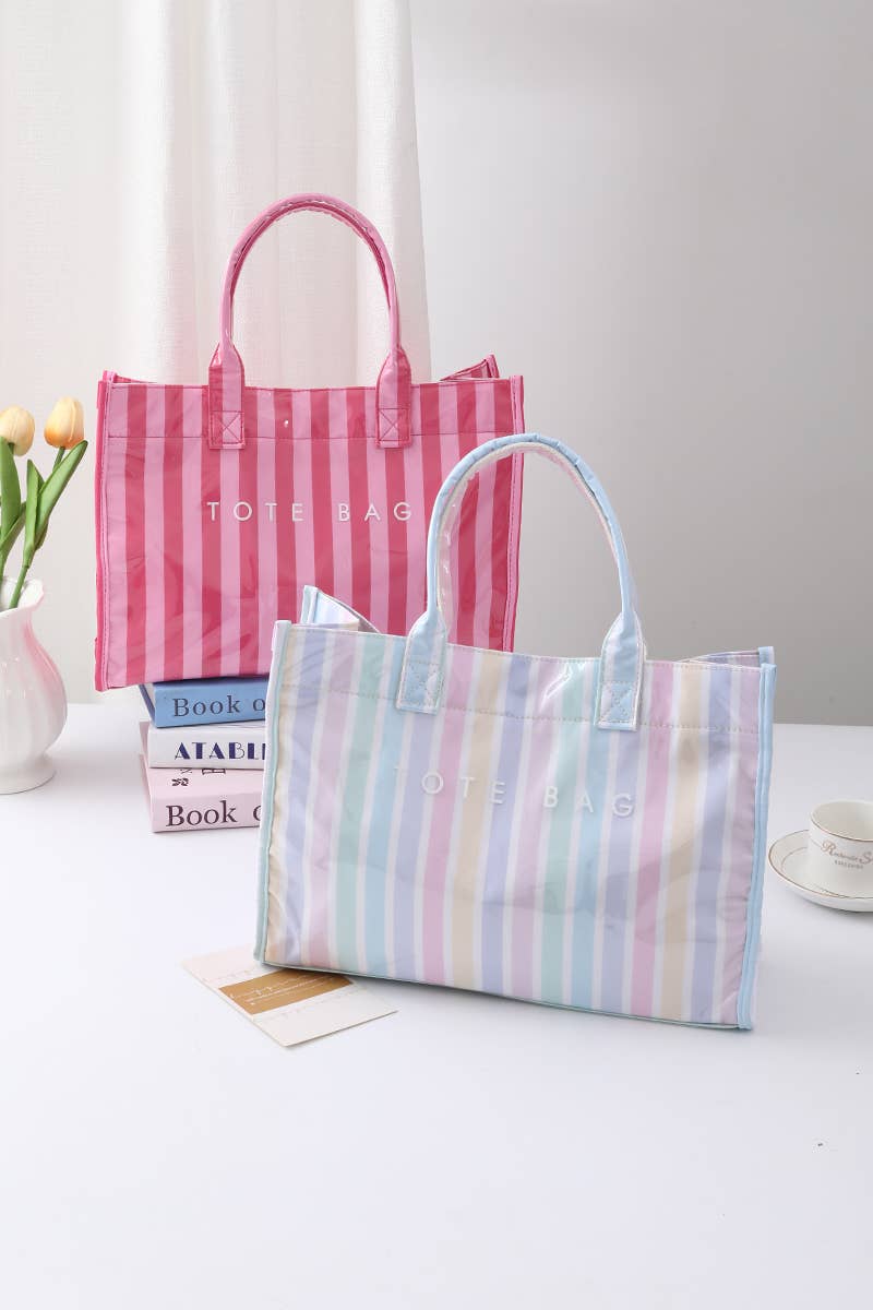 Striped Rectangular Shopper Tote Bag