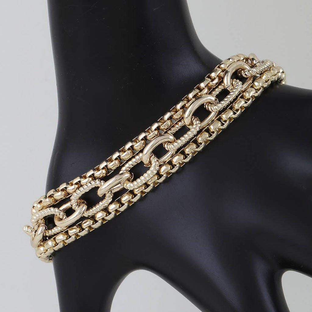 Triple Box Link Chain Bracelet