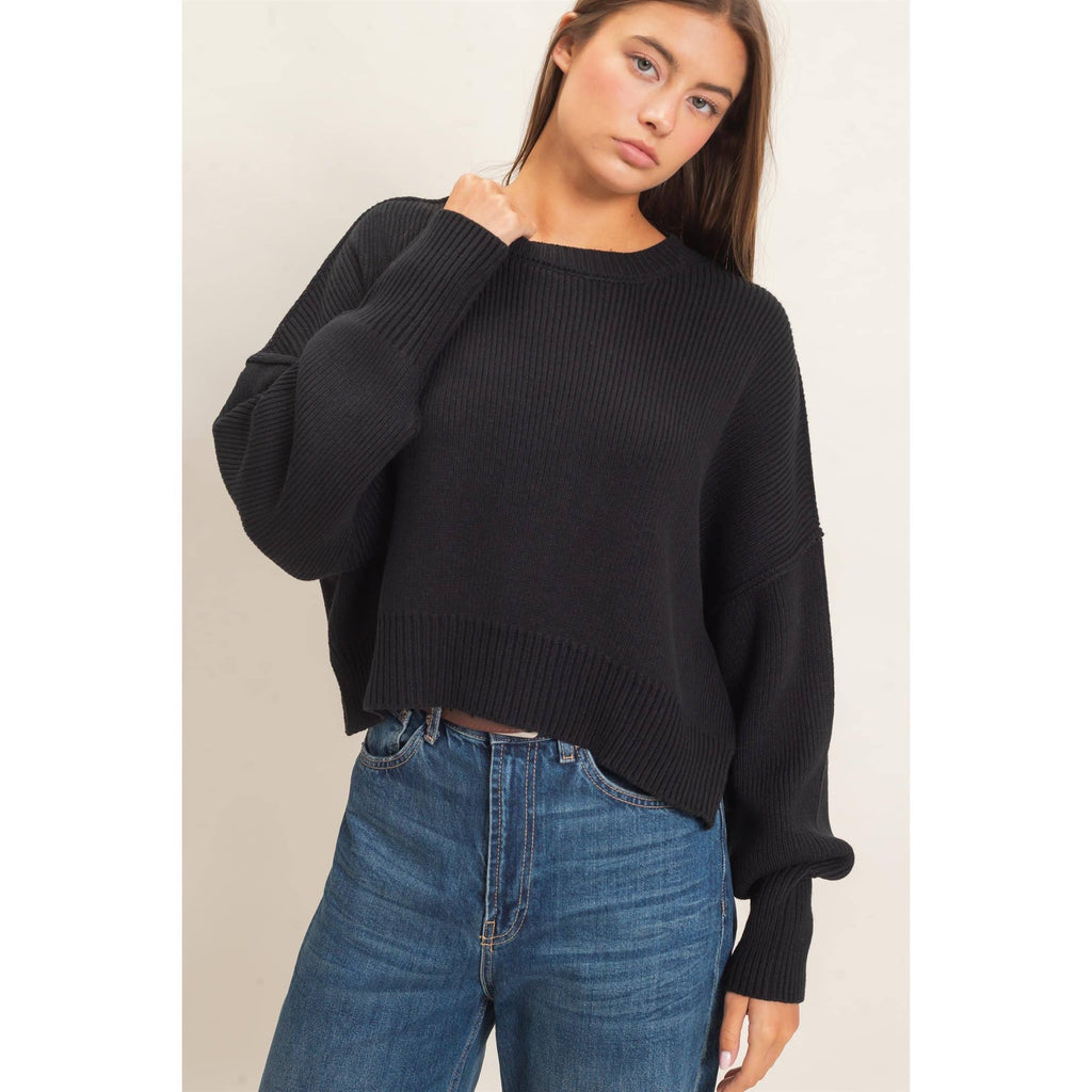Ribbed Drop Shoulder Sweater
