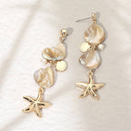 Coastal Starfish Charm Drop Statement Earrings