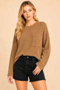 Solid Ribbed Top With Pockets